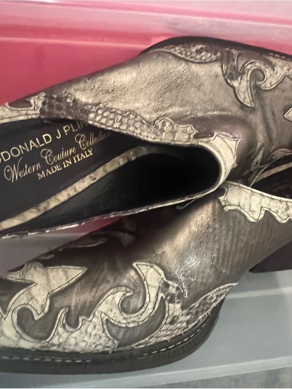Donald J Pliner Metallic Silver Western Slip-On Mules